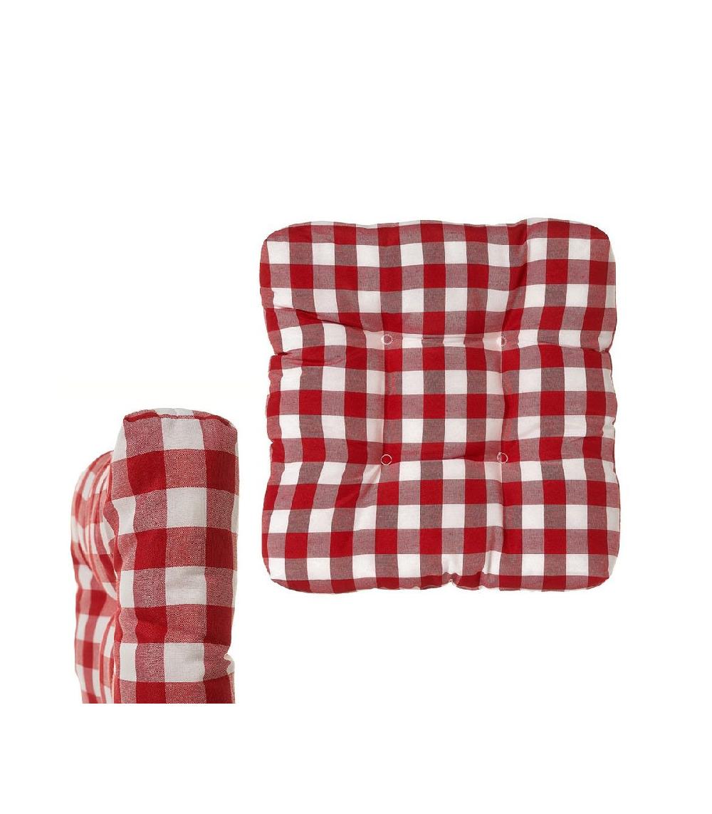 Wadiga Coussin De Chaise Cuisine Vichy Rouge Et Blanc - 45x45cm