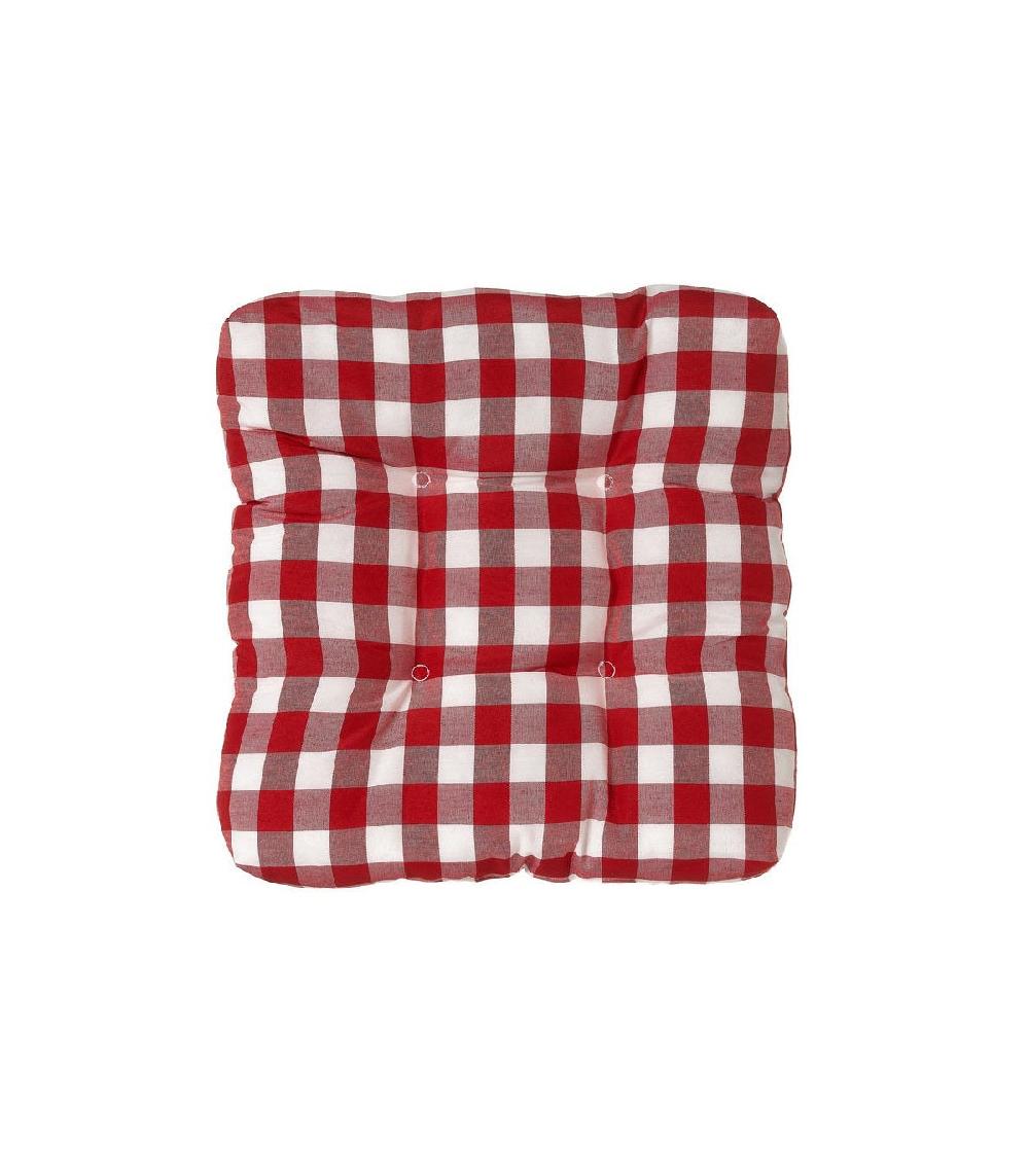 wadiga Coussin de chaise cuisine vichy rouge et blanc - 45x45cm