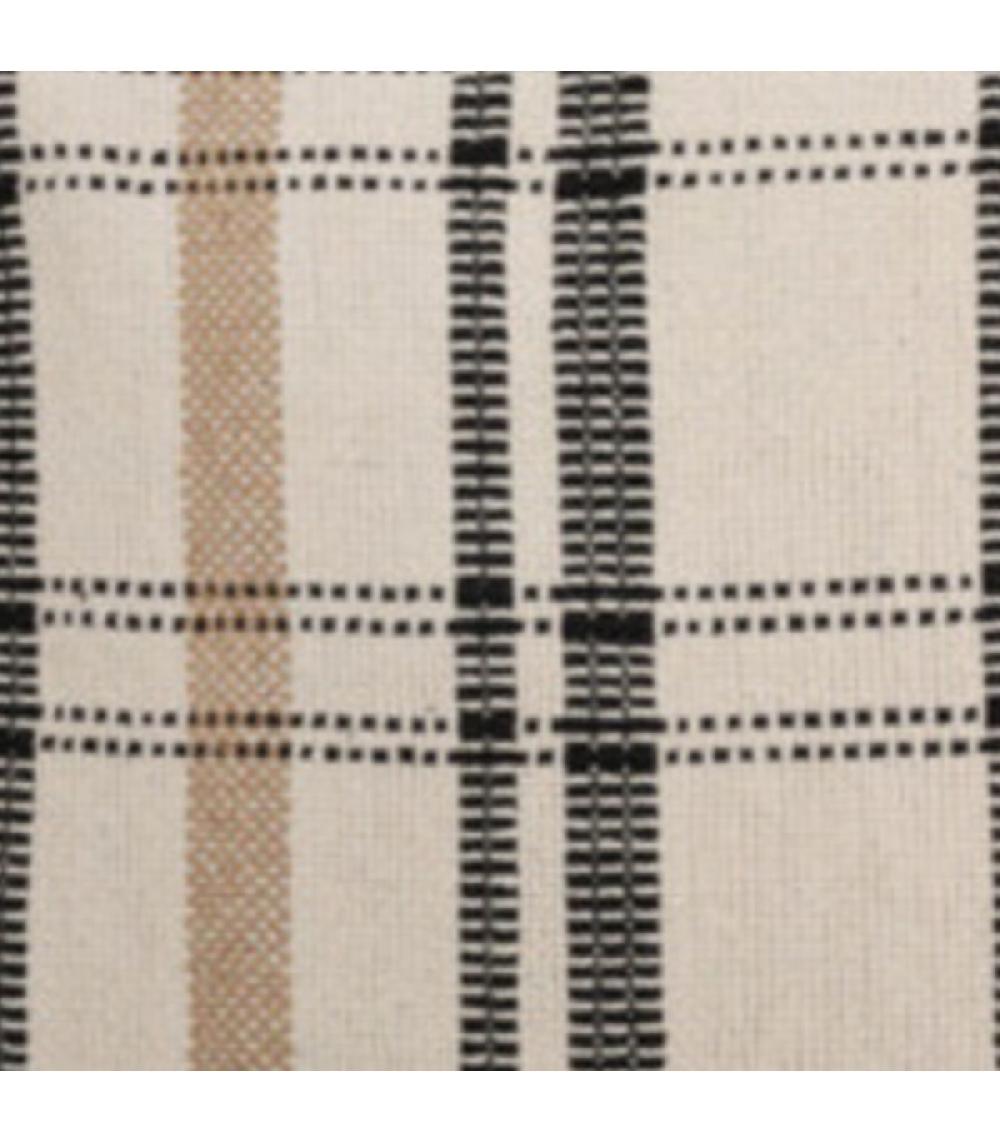 Wadiga Coussin En Coton à Carreaux Blanc Marron Et Noir 45x45cm