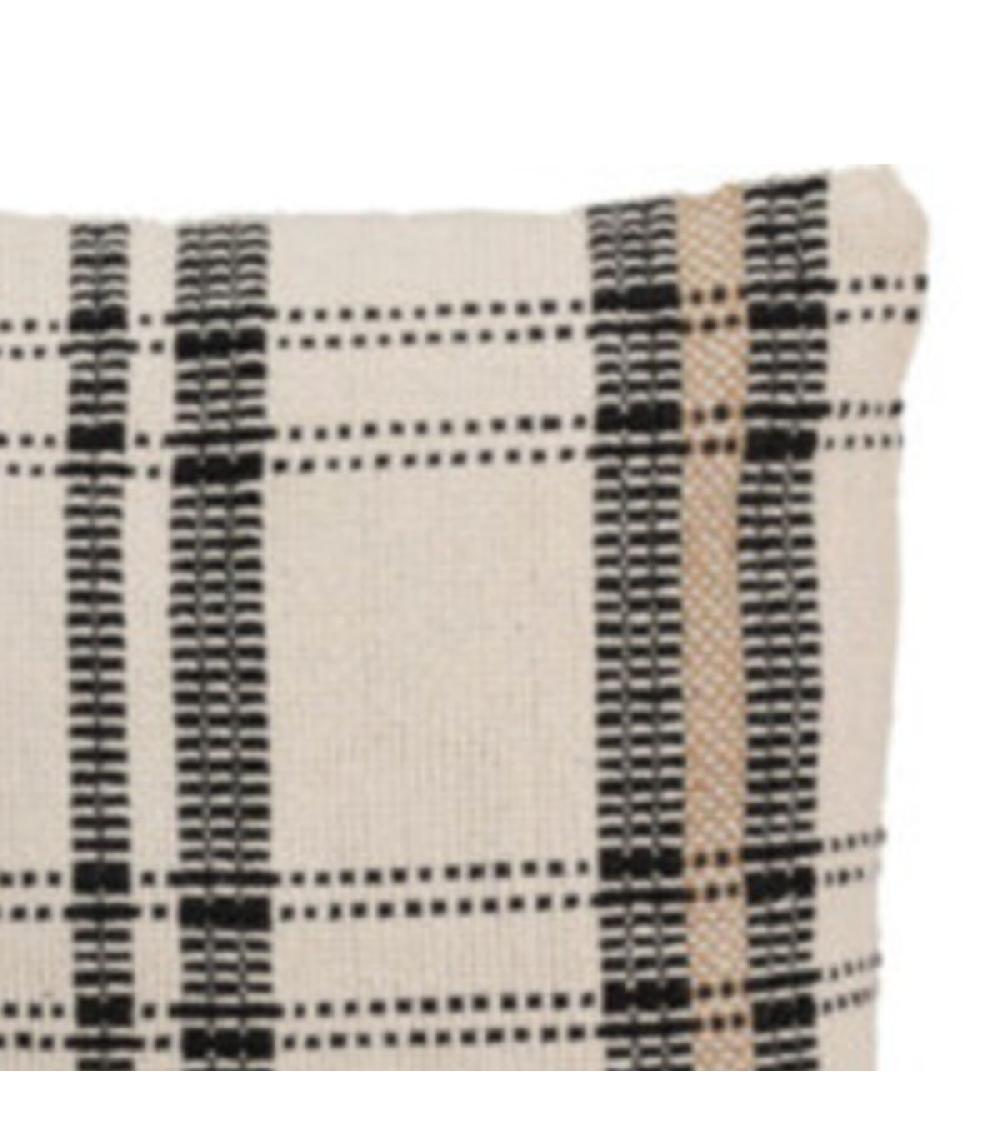Wadiga Coussin En Coton à Carreaux Blanc Marron Et Noir 45x45cm