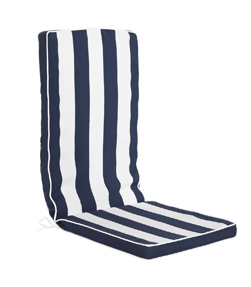 wadiga Coussin fauteuil de jardin rayé bleu et blanc imperméable 42x4x115cm