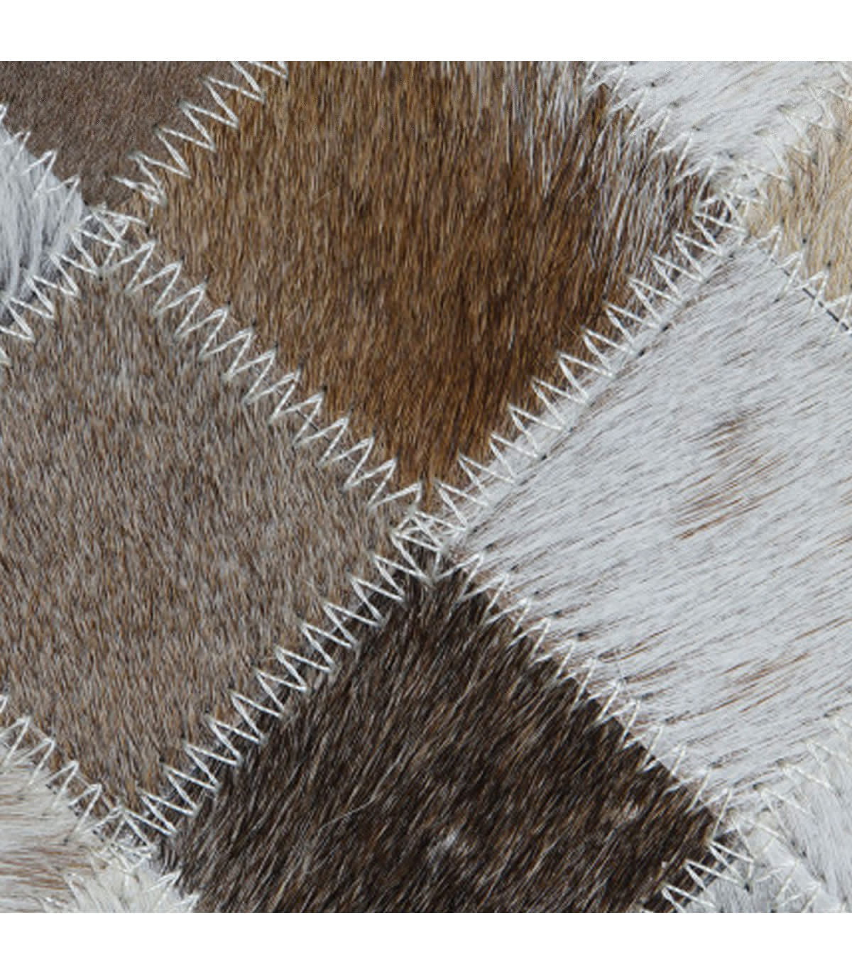 Wadiga Coussin Patchwork Cuir Marron Noir Beige 40x40x10cm