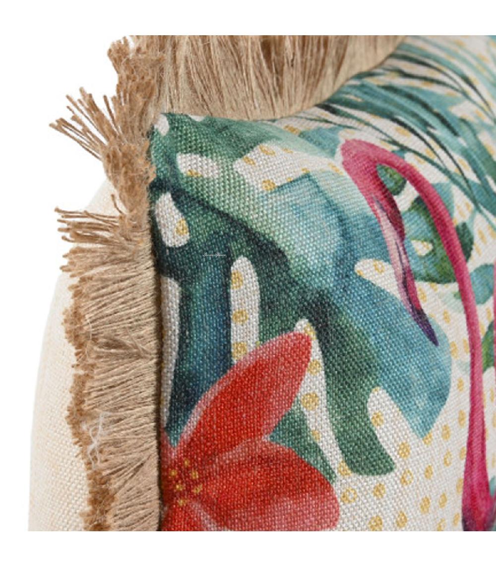 Wadiga Coussin Rectangulaire à Frange Motif Exotique 50x30x10cm