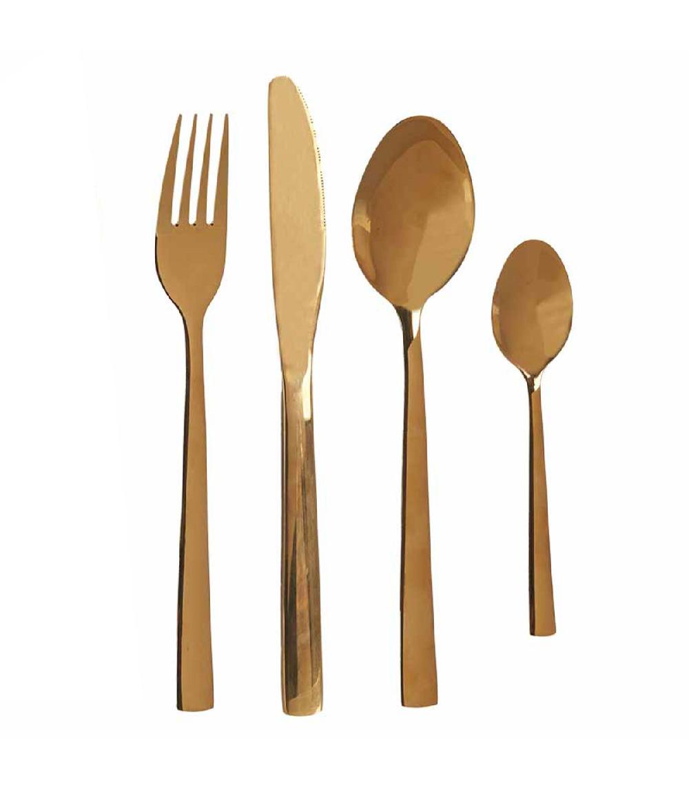 wadiga Couverts de table en acier inoxydable doré - 8 Pièces