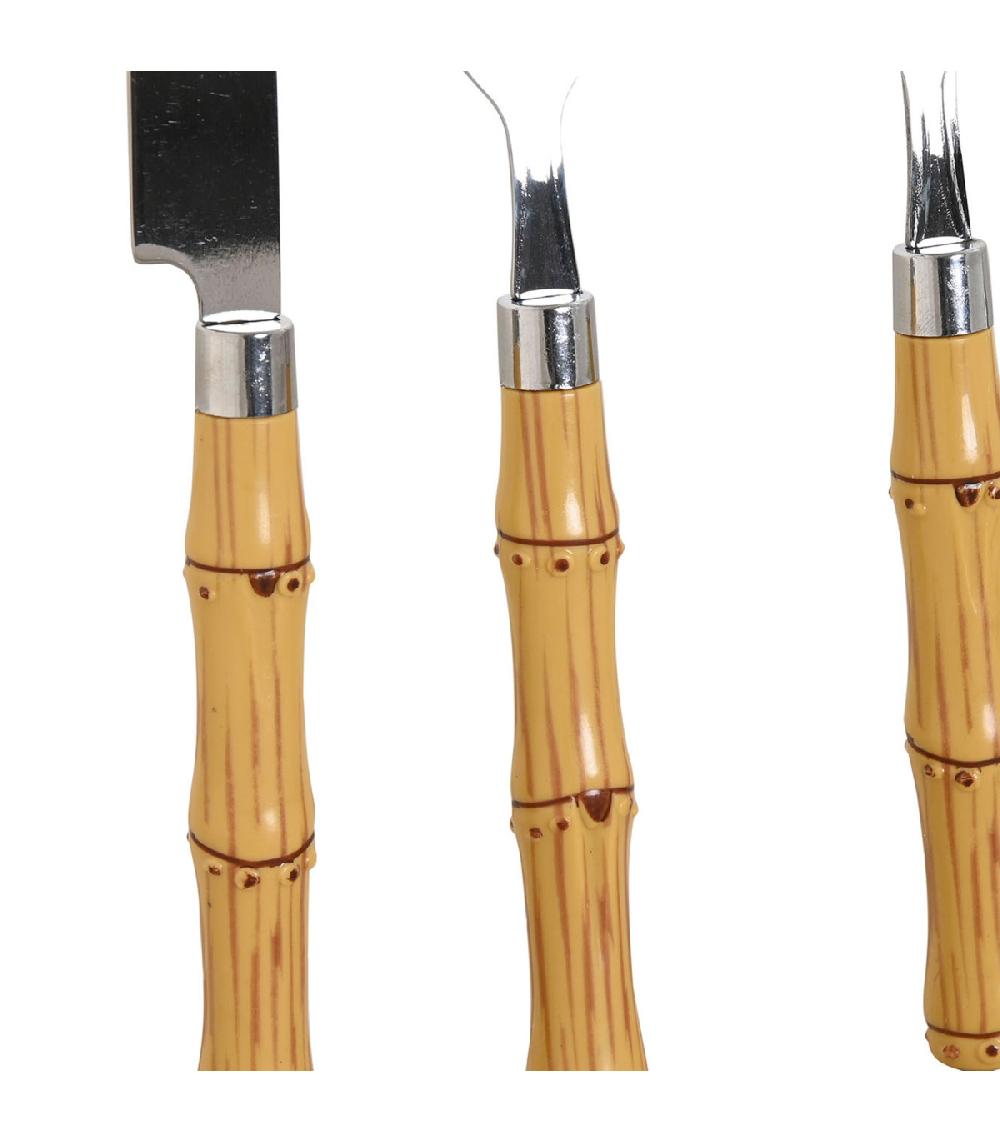 Wadiga Couverts De Table En Acier Inoxydable Et ABS Façon Bambou 24 Pièces