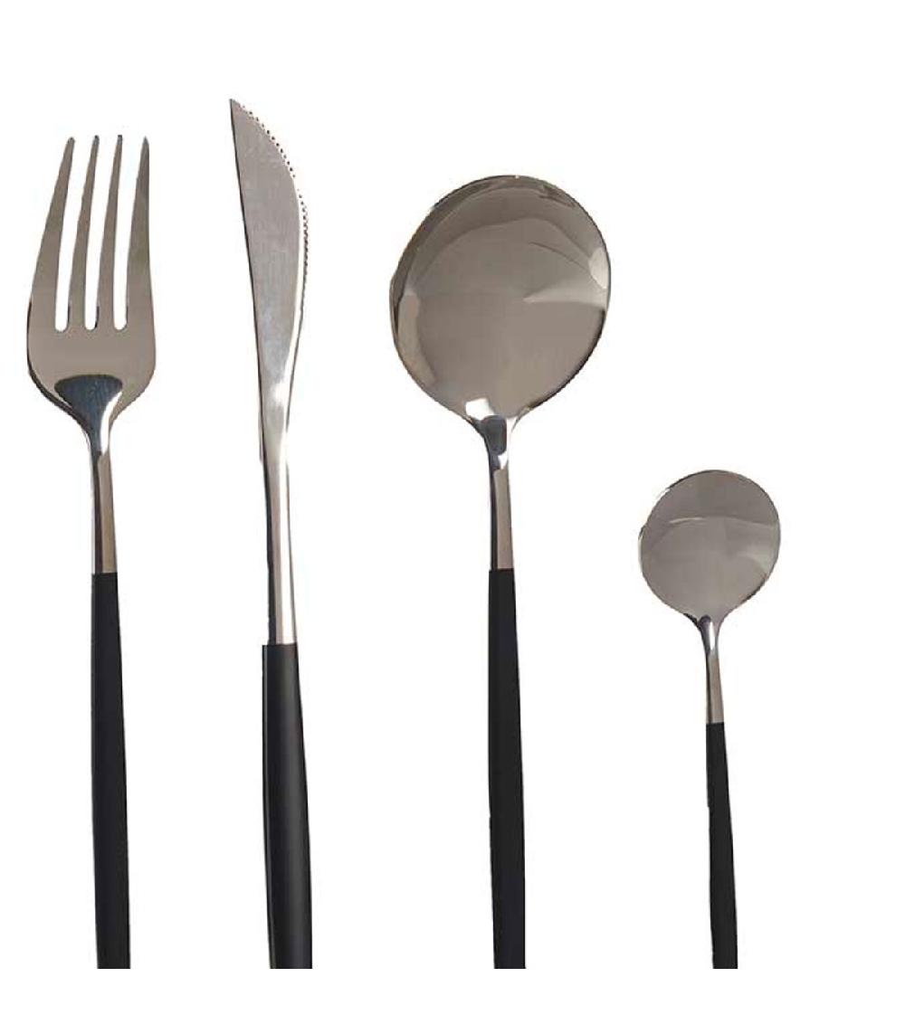 Wadiga Couverts De Table En Acier Inoxydable Noir Et Argenté 8 Pièces