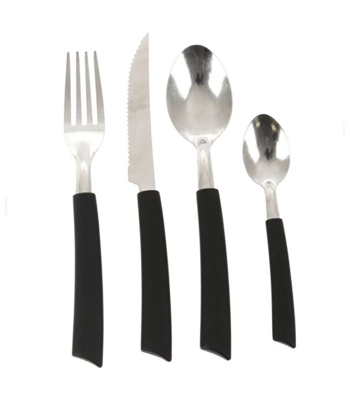 Wadiga Couverts De Table Noir Et Chrome Avec Rangement 25 Pièces
