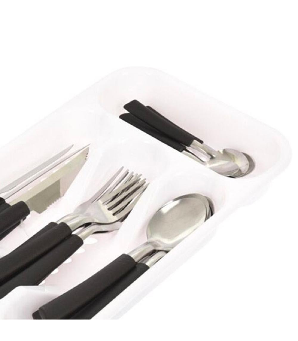 Wadiga Couverts De Table Noir Et Chrome Avec Rangement 25 Pièces