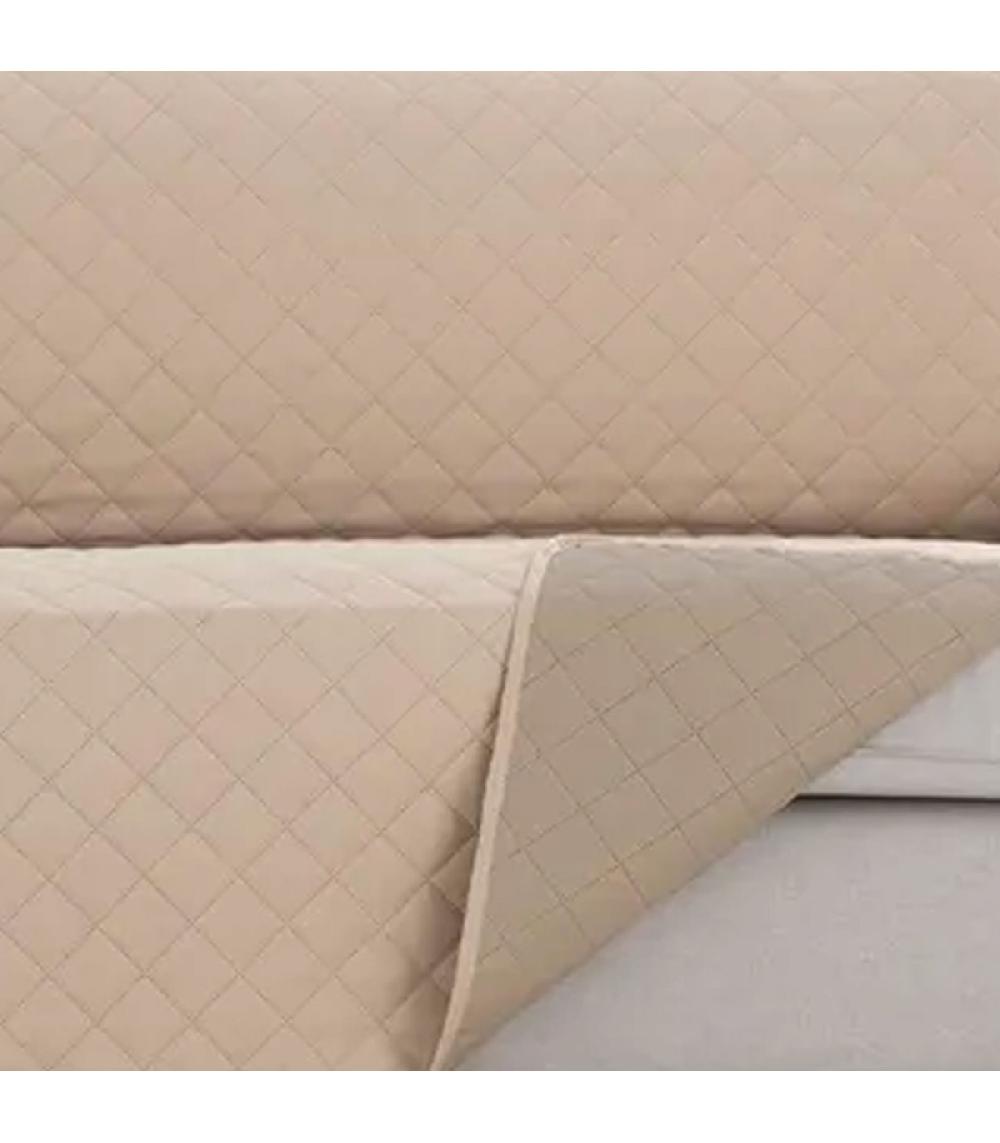 Wadiga Couvre Canapé 2 Places De 120 à 170cm En Tissu Beige Reversible