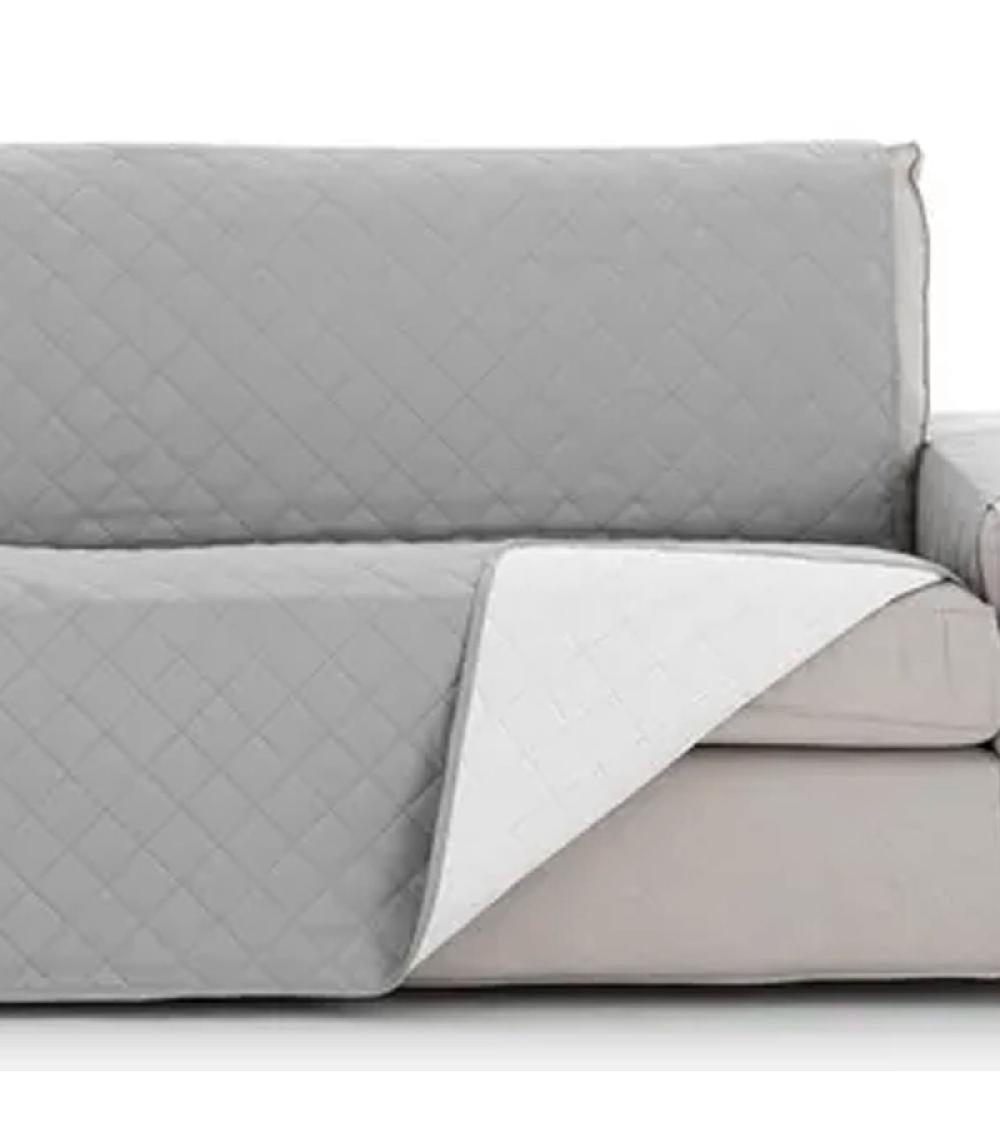Wadiga Couvre Canapé 2 Places De 120 à 170cm En Tissu Gris Reversible