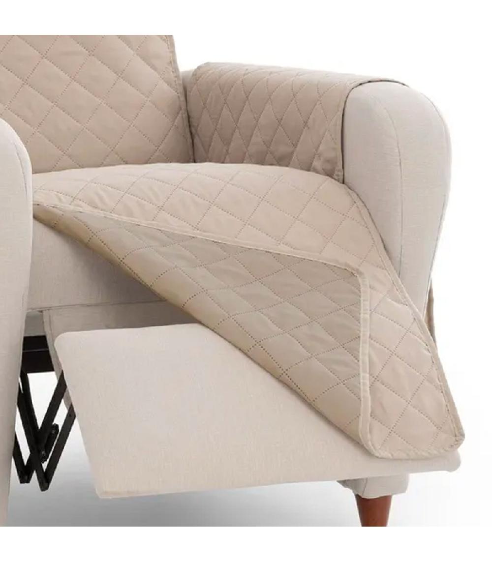Wadiga Couvre Fauteuil Tissu Beige Reversible 60 à 110cm