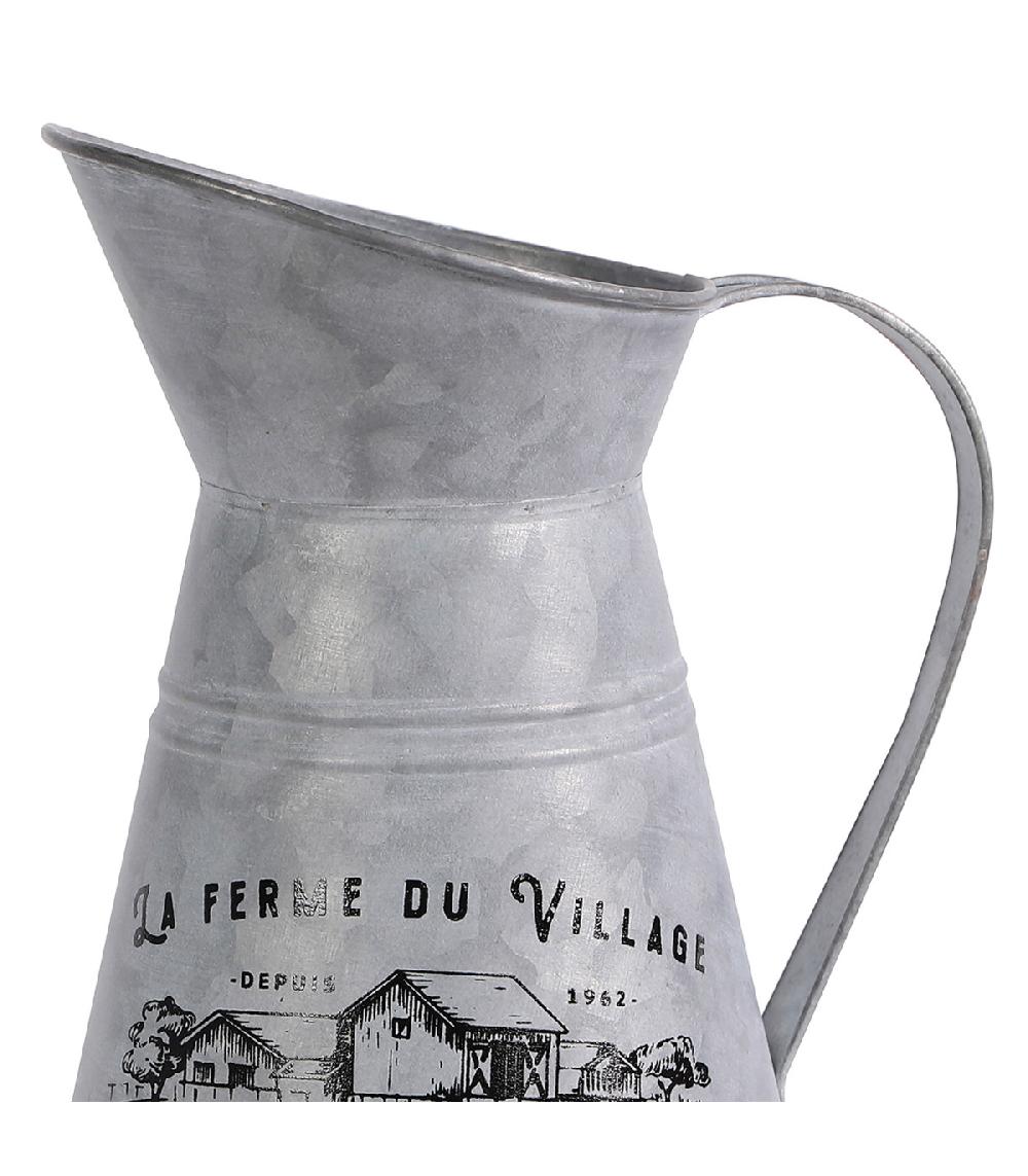 Wadiga Cruche à Lait Métal Effet Zinc Esprit Cottage Décoratif