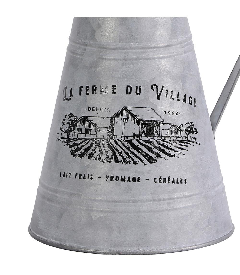 Wadiga Cruche à Lait Métal Effet Zinc Esprit Cottage Décoratif