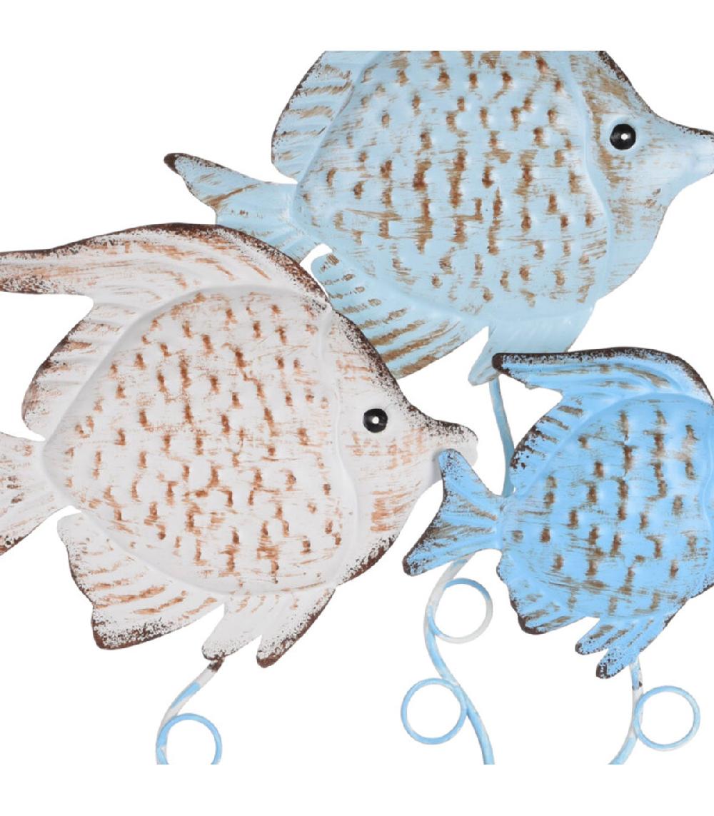 Wadiga Décoration à Poser Métal Bord De Mer 3 Poissons - 22x8.5x31cm