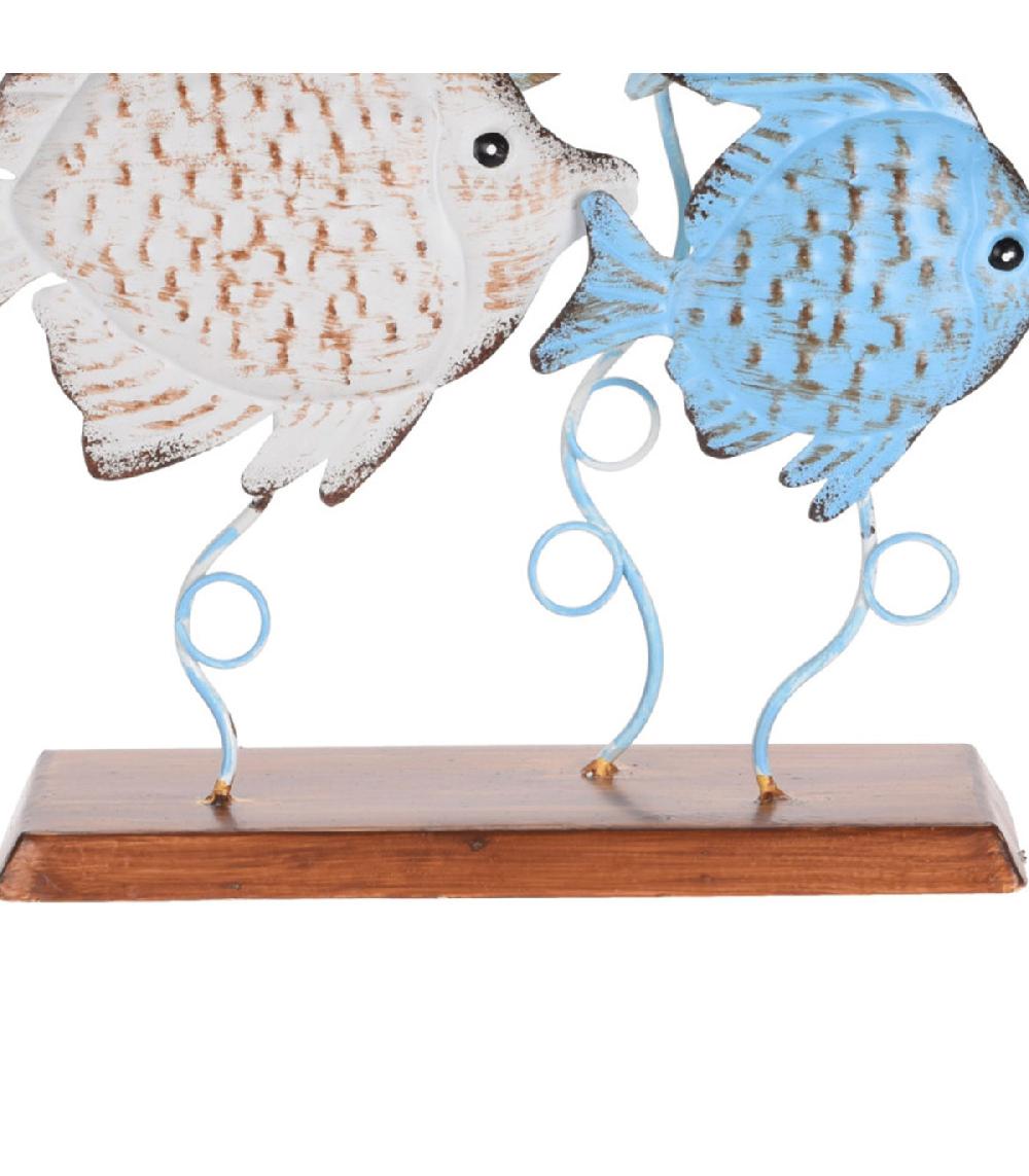 Wadiga Décoration à Poser Métal Bord De Mer 3 Poissons - 22x8.5x31cm