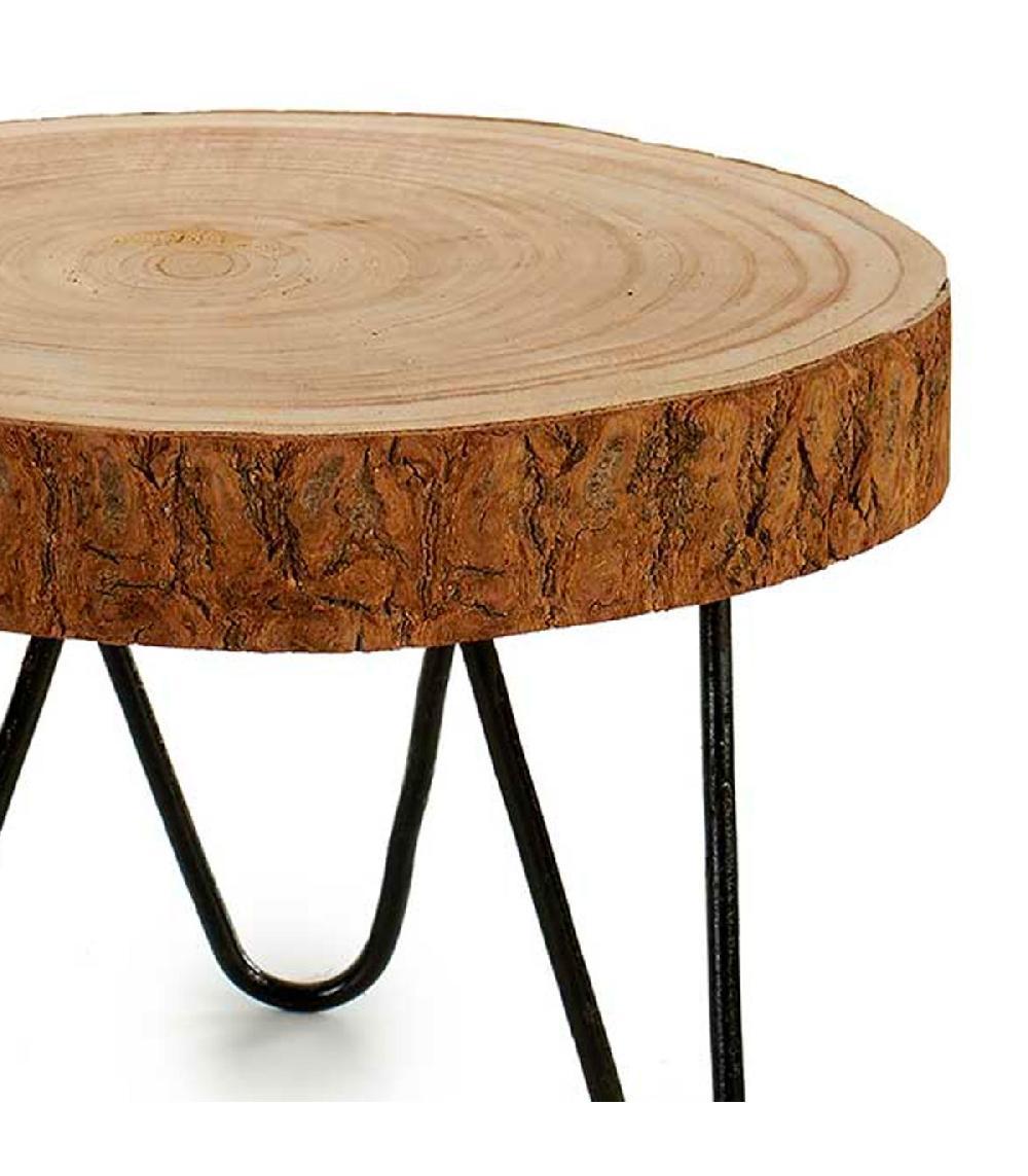 Wadiga Décoration Centre De Table En Bois Naturel Et Métal Noir 28x28x20cm