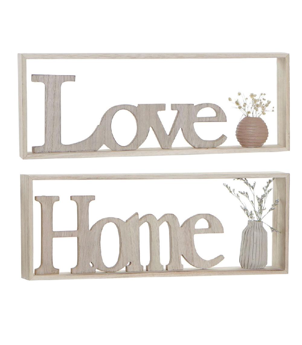 wadiga Décoration murale bois love et home - 40x4.5x15cm