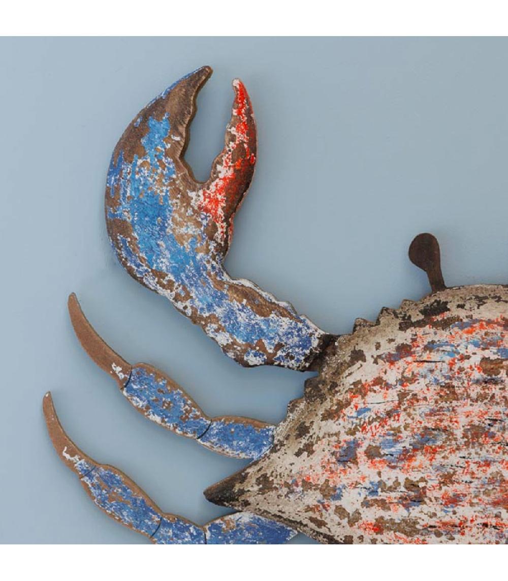 Wadiga Décoration Murale Bord De Mer Bois Multicolore Crabe 50x42x3cm