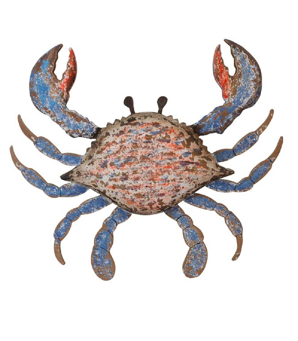 wadiga Décoration murale bord de mer bois multicolore crabe 50x42x3cm