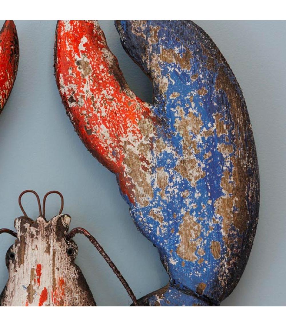 Wadiga Décoration Murale Bord De Mer Bois Multicolore Homard 50x23x3cm