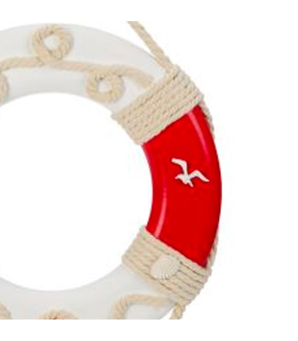 Wadiga Décoration Murale Bouée En Bois Rouge Et Blanc 30cm