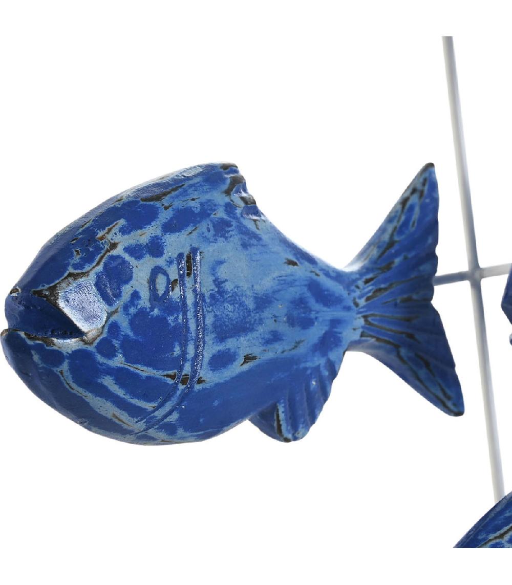 Wadiga Décoration Murale En Bois Sculpté Banc De Poissons 80x10x80cm