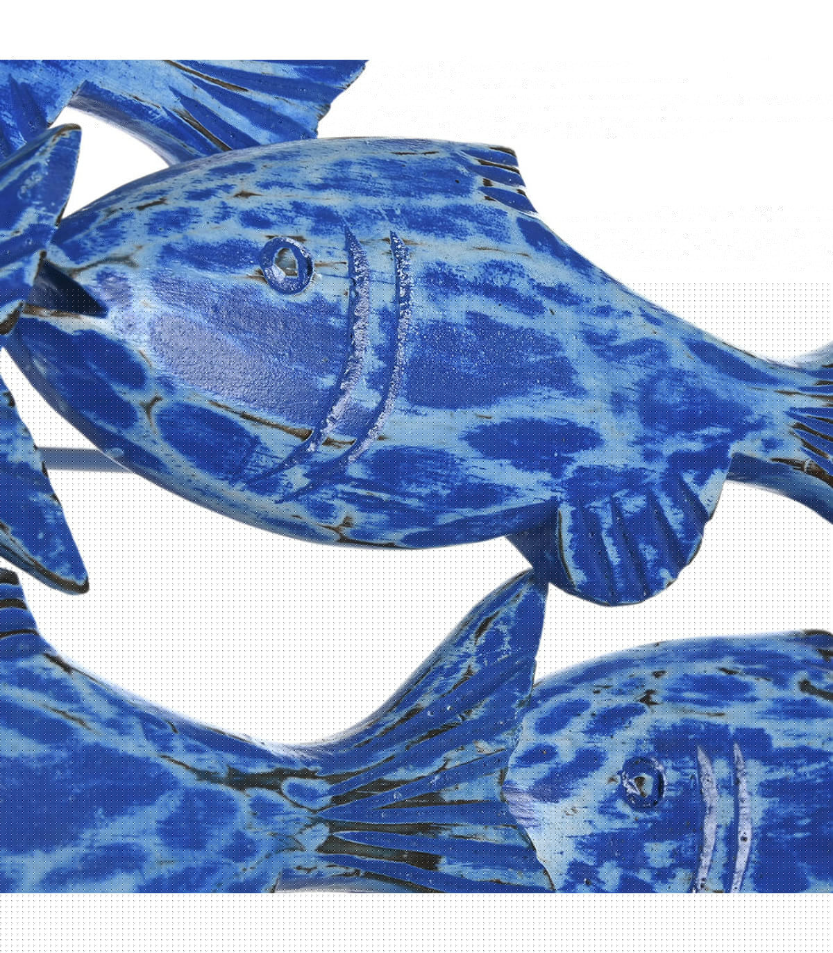 Wadiga Décoration Murale En Bois Sculpté Banc De Poissons 80x10x80cm