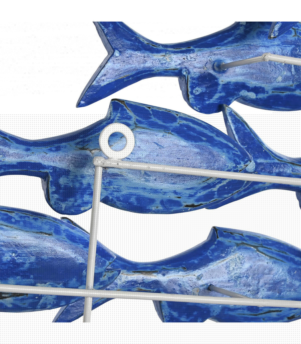Wadiga Décoration Murale En Bois Sculpté Banc De Poissons 80x10x80cm