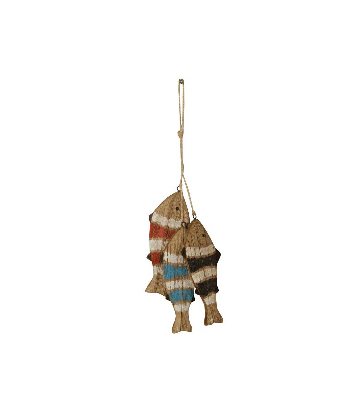 wadiga Décoration Murale en Bois Trois Poissons Multicolores