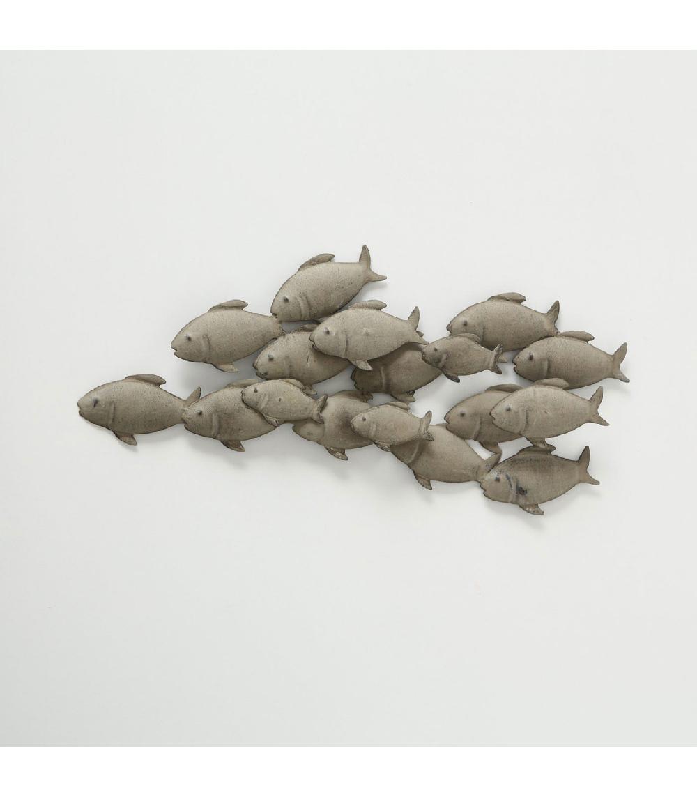 Wadiga Décoration Murale En Métal Banc De Poissons 62x5x28cm