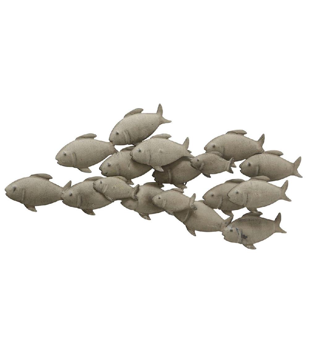 wadiga Décoration murale en métal banc de poissons 62x5x28cm