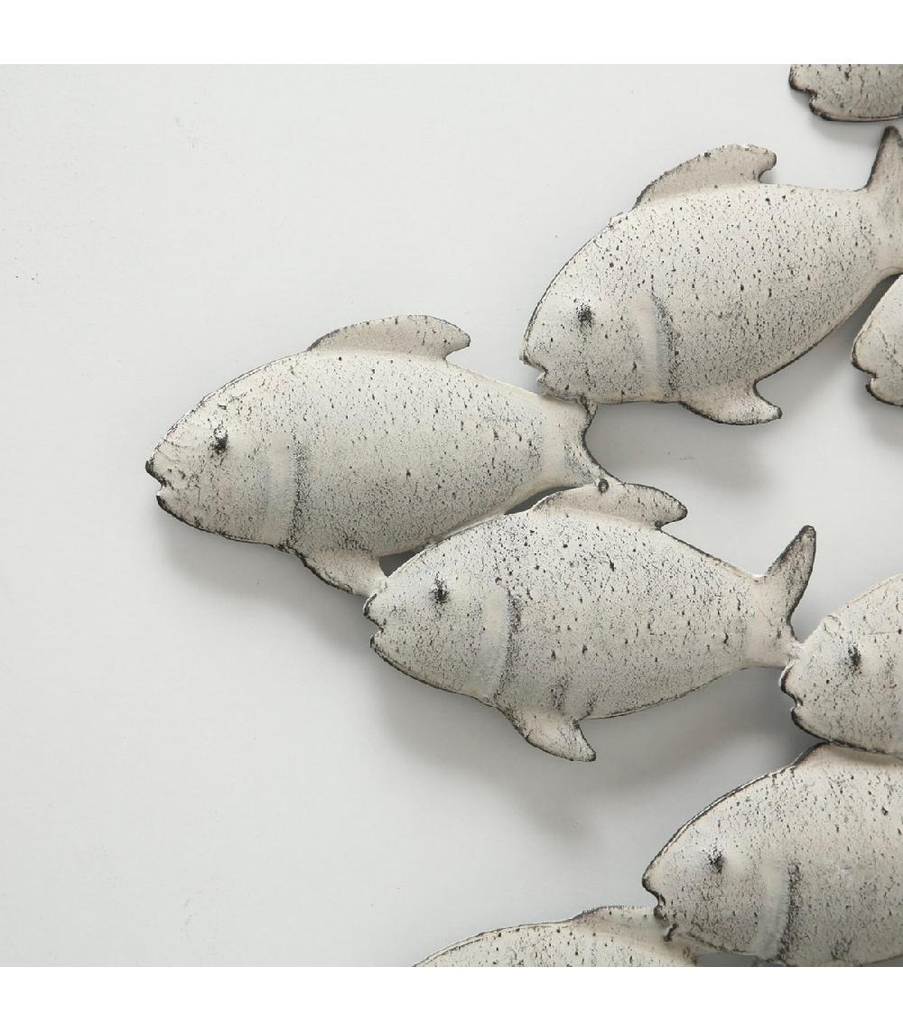 Wadiga Décoration Murale En Métal Banc De Poissons 97x2x53cm
