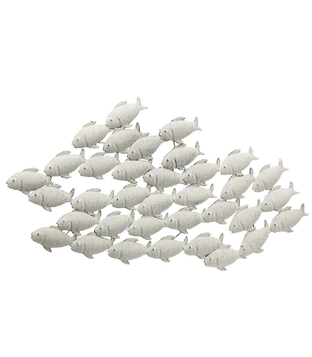 wadiga Décoration murale en métal banc de poissons 97x2x53cm