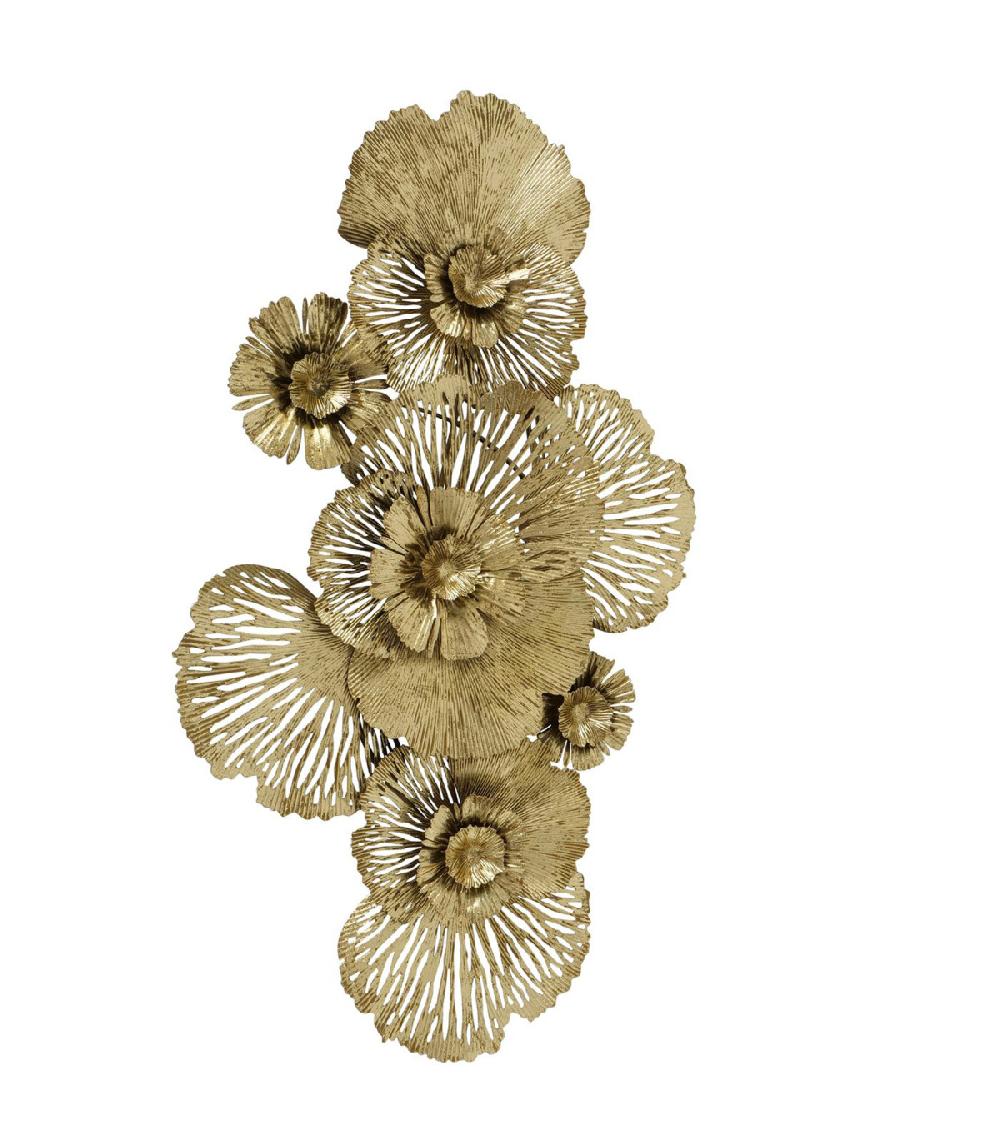wadiga Décoration murale en métal doré fleurs 115x63x10cm