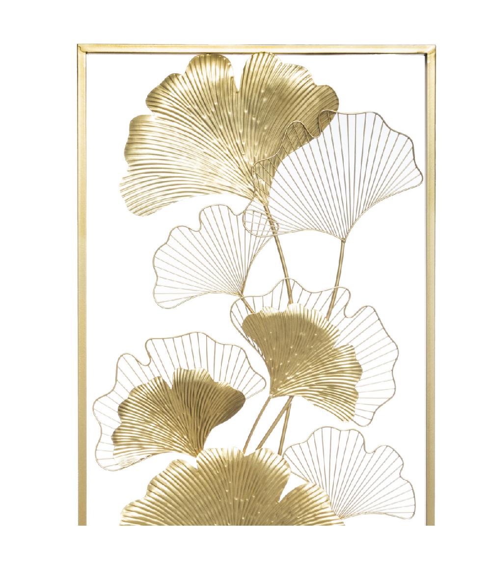 Wadiga Décoration Murale En Métal Doré Gingko 50x100cm
