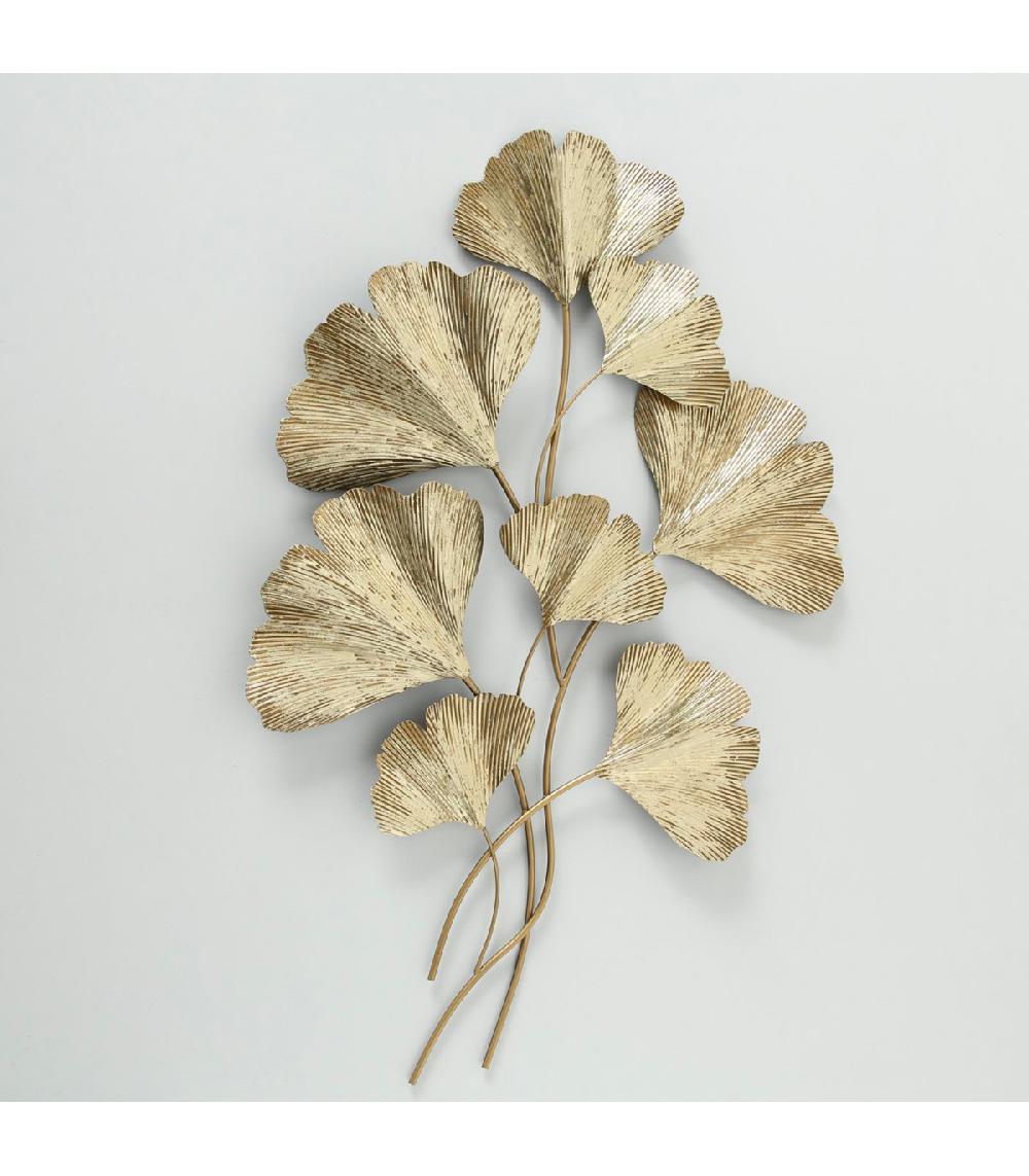 Wadiga Décoration Murale En Métal Doré Gingko 95x61x5cm