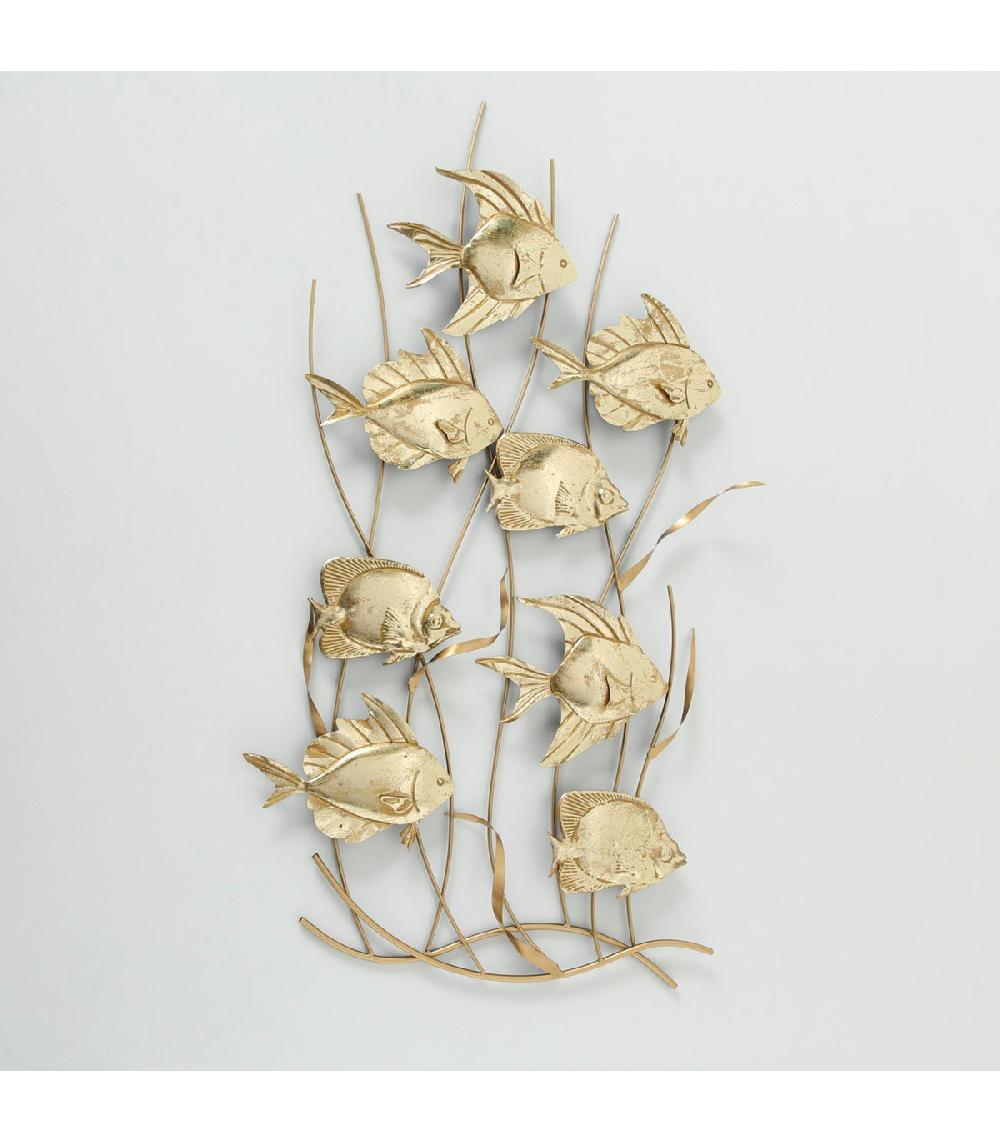 Wadiga Décoration Murale En Métal Doré Poissons 87x47x4cm