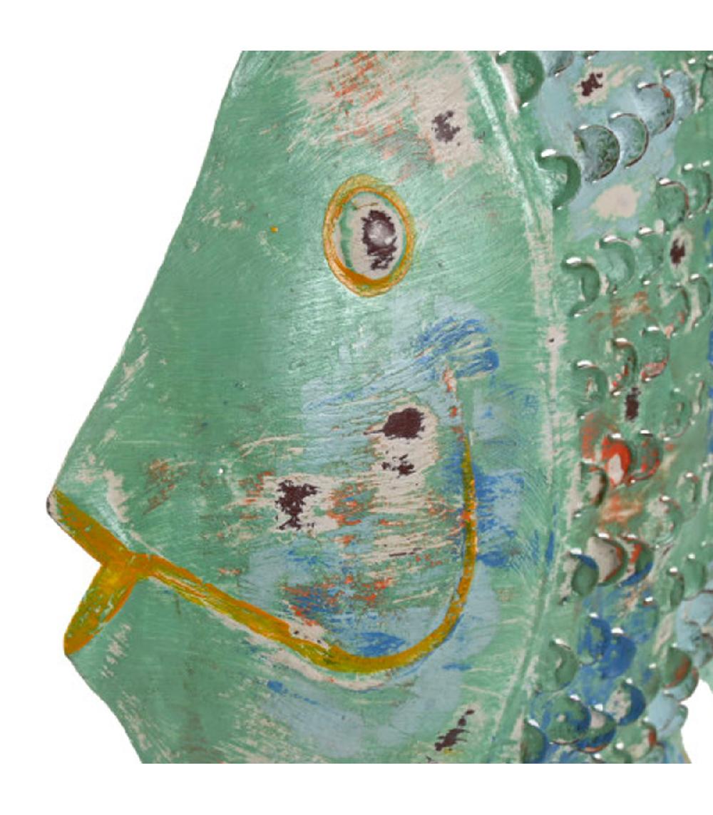 Wadiga Décoration Murale En Métal Poisson Turquoise 61x11x51cm