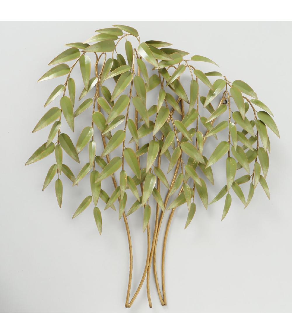 Wadiga Décoration Murale En Métal Vert Et Doré Bambou 92x88x10cm