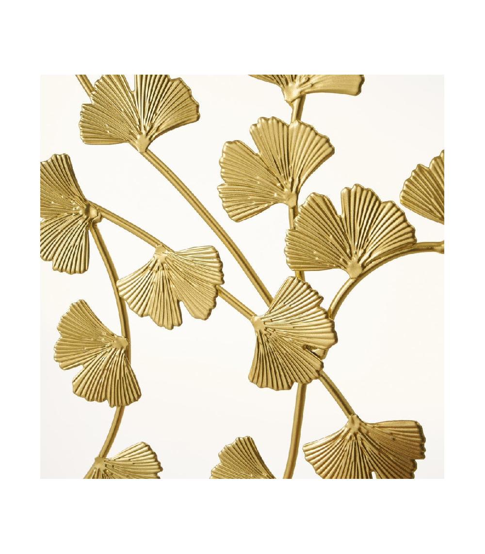 Wadiga Décoration Murale Ronde Feuilles En Métal Doré - 48x51cm