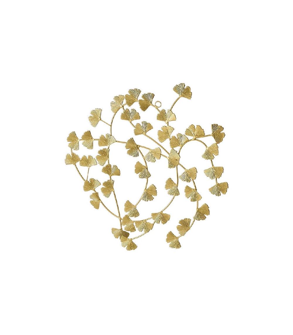 wadiga Décoration Murale Ronde Feuilles en Métal Doré - 48x51cm