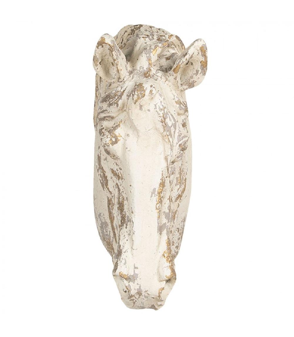 Wadiga Décoration Murale Tête De Cheval En Polyrésine Blanche 32x16x45cm