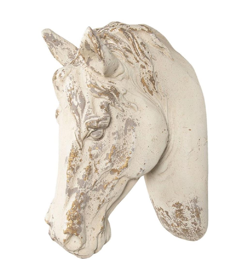 wadiga Décoration murale tête de cheval en polyrésine blanche 32x16x45cm