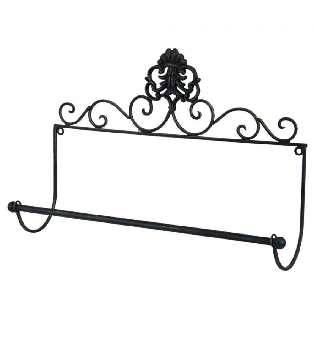 Wadiga Dérouleur Essuie-tout Mural Classique En Fer Noir 44x10x29cm