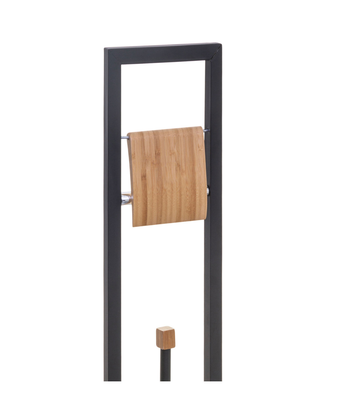 Wadiga Dérouleur Papier + Brosse WC Métal Noir Et Bambou