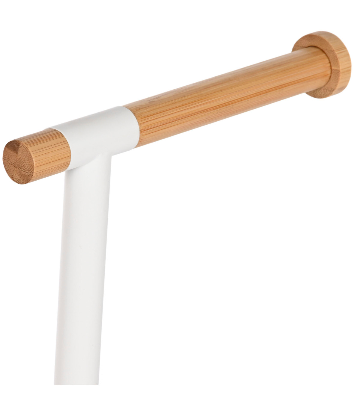 Wadiga Dérouleur Papier Toilette + Brosse WC En Métal Blanc Et Bambo