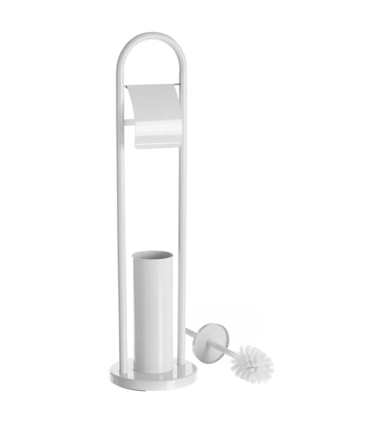 Wadiga Dérouleur Papier Toilette + Brosse WC En Métal Blanc