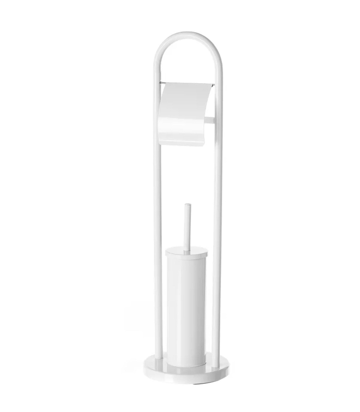 wadiga Dérouleur papier toilette + brosse WC en métal blanc