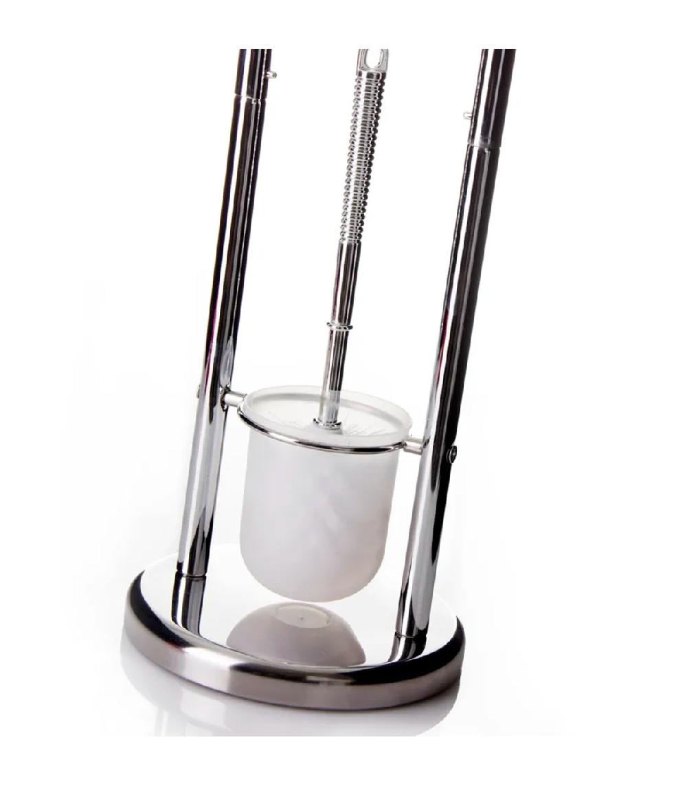 Wadiga Dérouleur Papier Toilette + Brosse WC En Métal Chromé