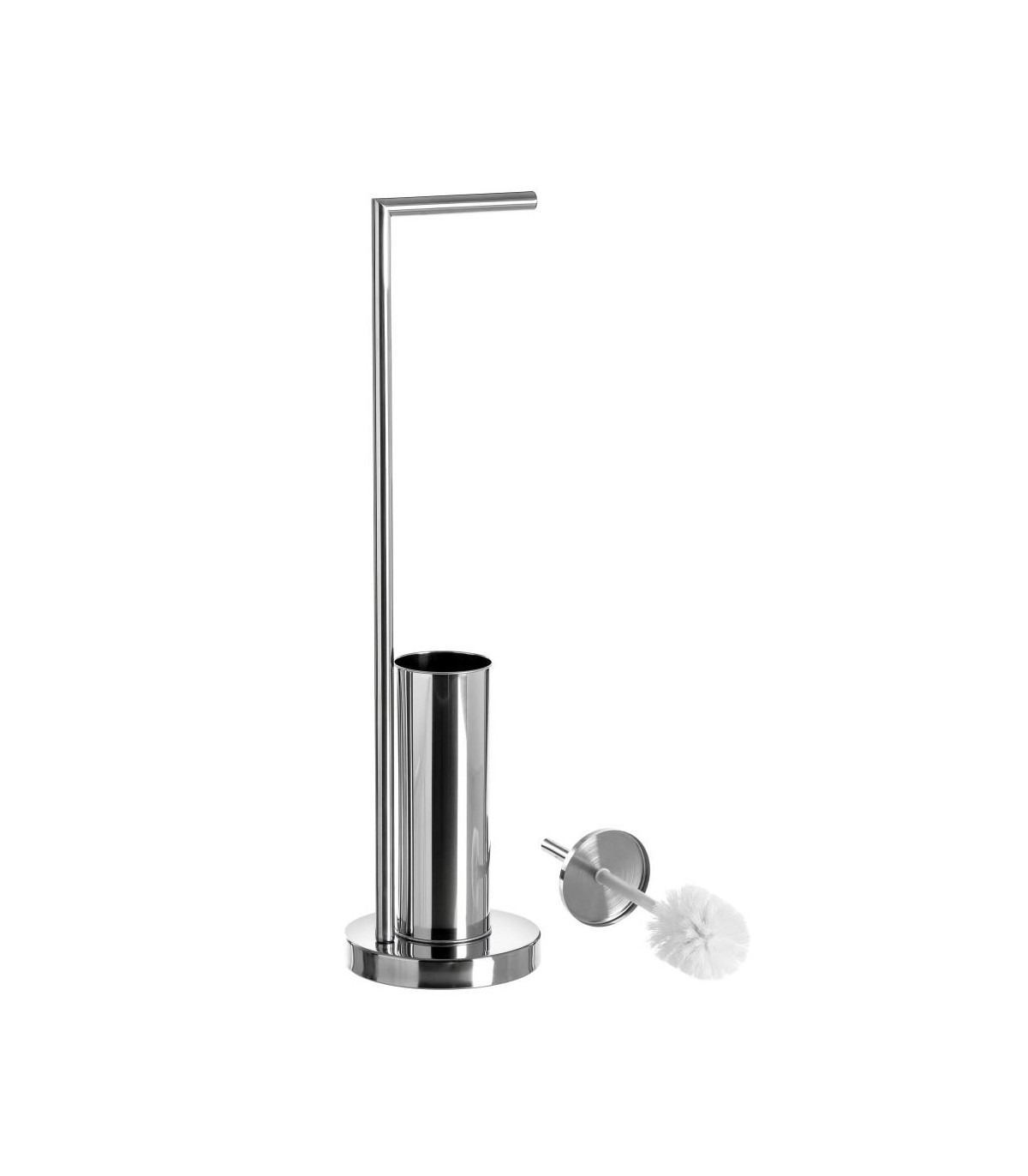 Wadiga Dérouleur Papier Toilette + Brosse WC En Métal Chromé